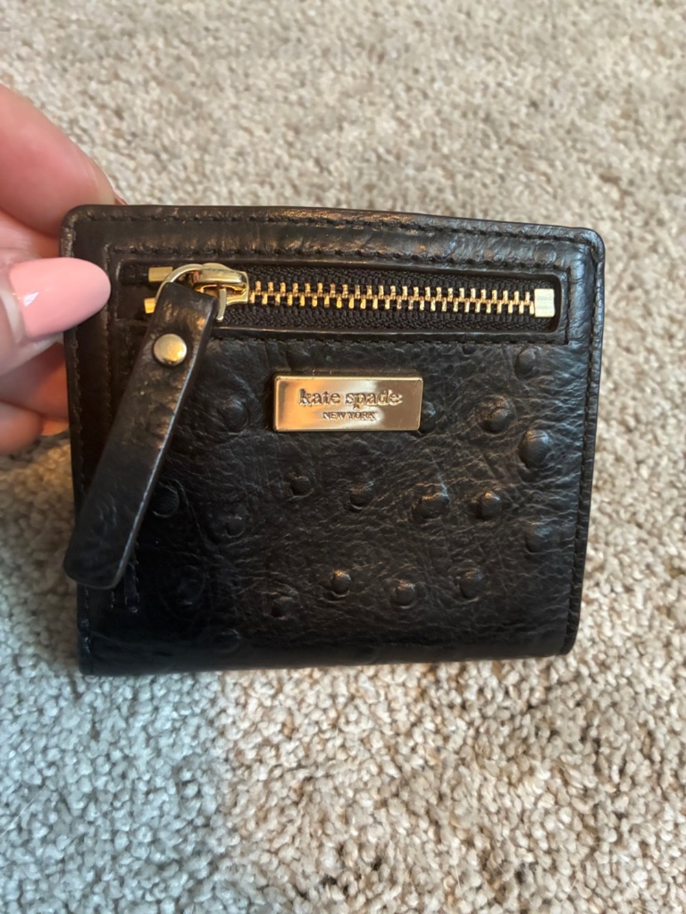 Kate Spade Black Serenade Embossed Leather Bifold Wallet
